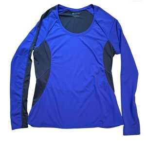 Fabletics Royal Blue and Charcoal Long Sleeve Top